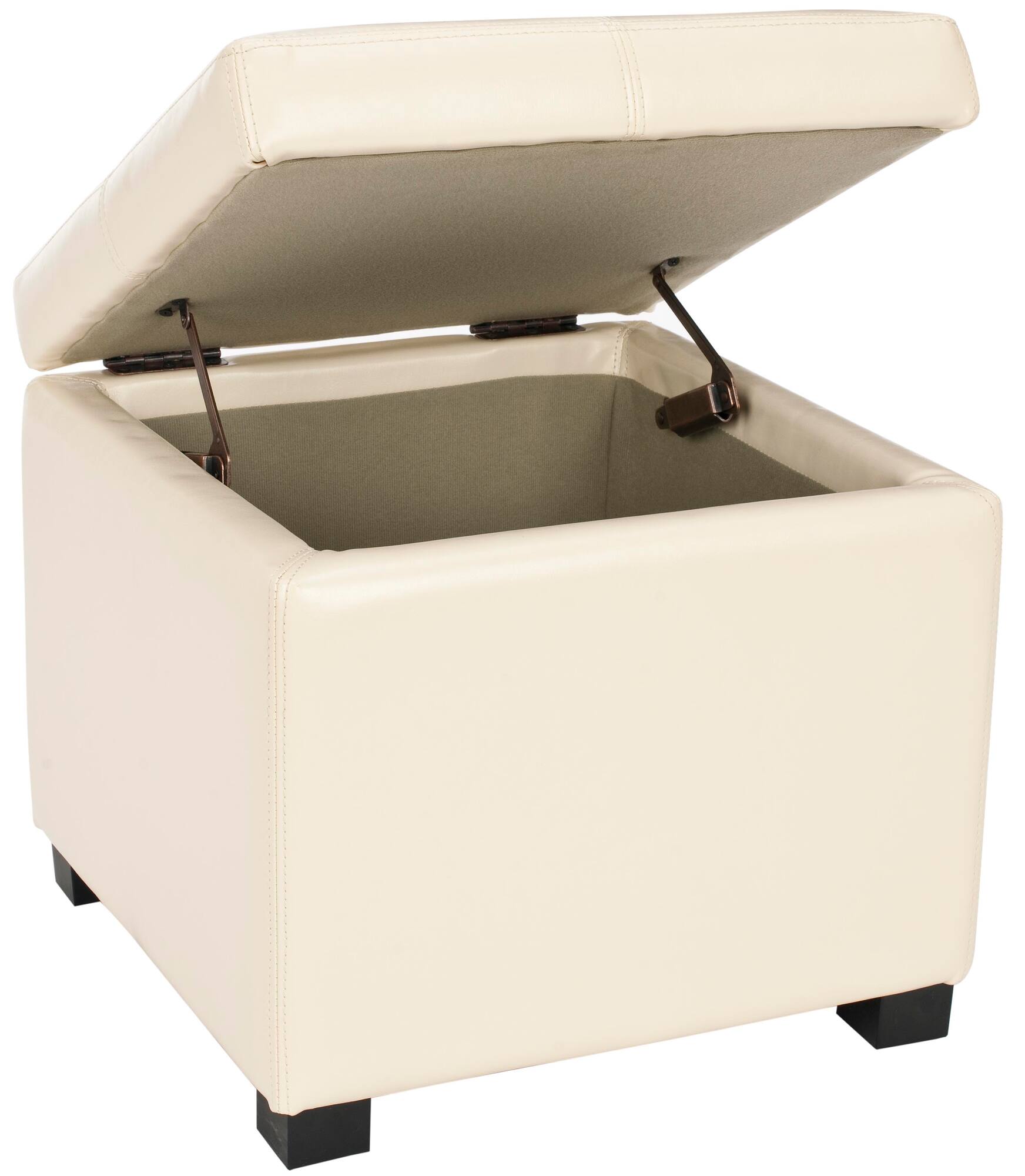 Madison Square Leather Ottoman in Flat Cream